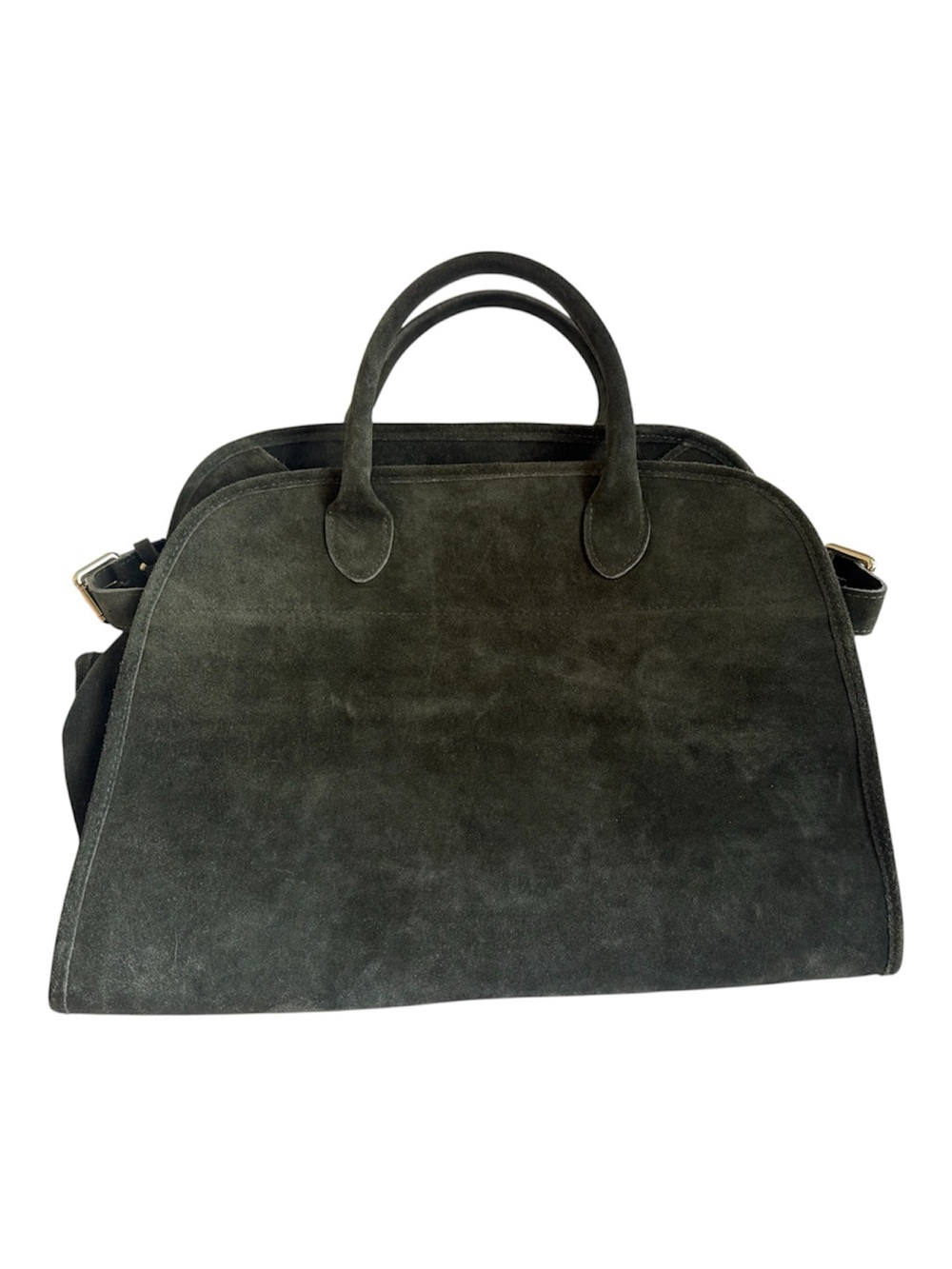 Alexa Koi Olive Green Suede Satchel Bag Made in Italy Gold Hardware